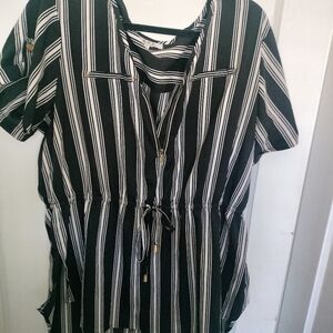 MPH Collection Striped Women's Blouse Top Plus Size 2X Shirt